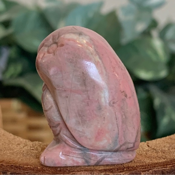 Rhodonite Carved Owl Figurine Gemstone Bird Carving Chubby Stone Animal Pet 1.5" - Picture 7 of 10